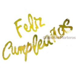 Banderín "Feliz Cumple" cursiva dorado