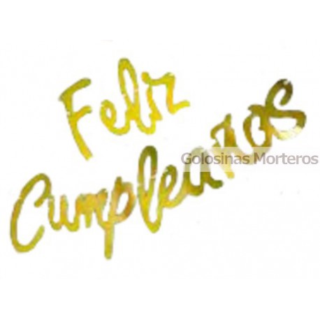 Banderín "Feliz Cumple" cursiva dorado