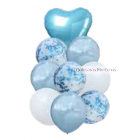 Set globos 9 piezas celeste