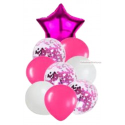 Set globos 9 piezas fucsia