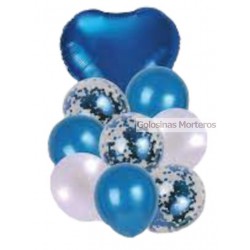 Set globos 9 piezas azul francia