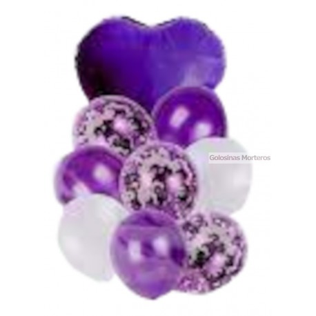 Set globos 9 piezas lila claro