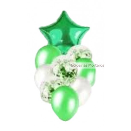 Set globos 9 piezas verde