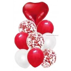 Set globos 9 piezas rojo