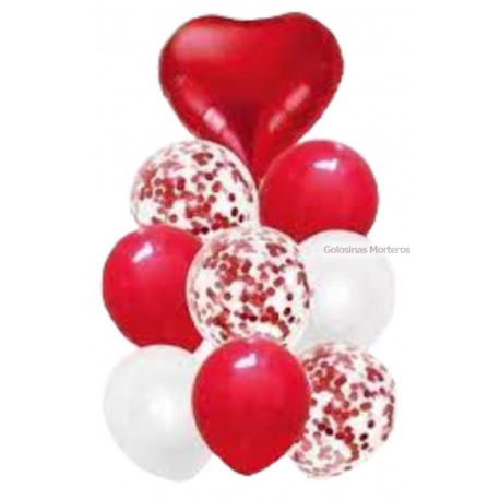 Set globos 9 piezas rojo