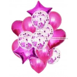 Set globos 14 piezas fucsia