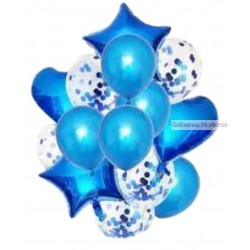 Set globos 14 piezas azul francia