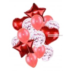 Set globos 14 piezas rosa