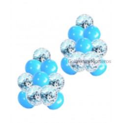 Set globos 20 piezas celeste