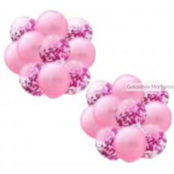 Set globos 20 piezas rosa