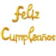 Set globos "Feliz Cumple" cursiva dorada