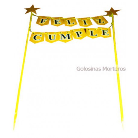 Cartel "Feliz Cumple" dorado