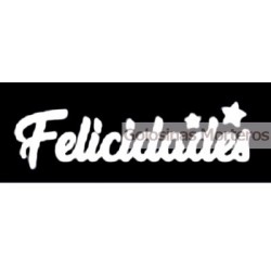 Vinilo p/ globo "Felicidades" blanco