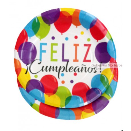 Platos polipapel Feliz Cumple x6u