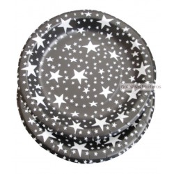 Platos polip negro estrellas blancas x6u