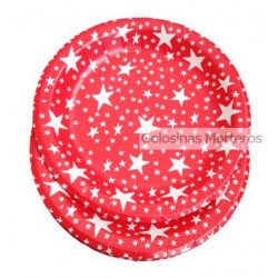 Platos polip rojo estrellas blancas x6u