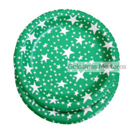 Platos polip verde estrellas blancas x6u