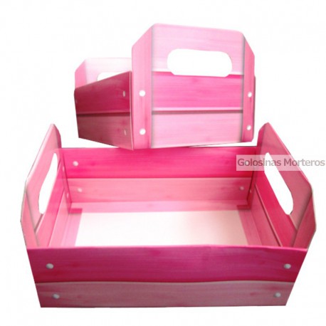 Caja Simil Madera chica rosa