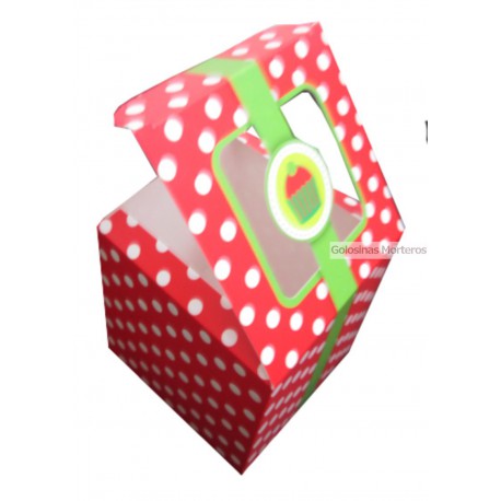 Caja Cupcake rojo lun blanco p/1