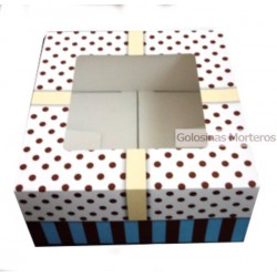 Caja Cupcake lun/rayas chocolate p/4