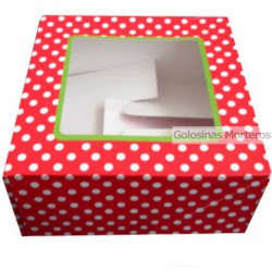 Caja Cupcake rojo lun blanco p/4