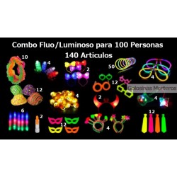 Combo fluo/luminoso para 100 personas 140 artículos