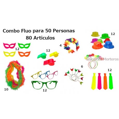 Combo fluo para 50 personas 80 artículos