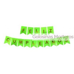 Banderín "Feliz Cumple" fluo verde