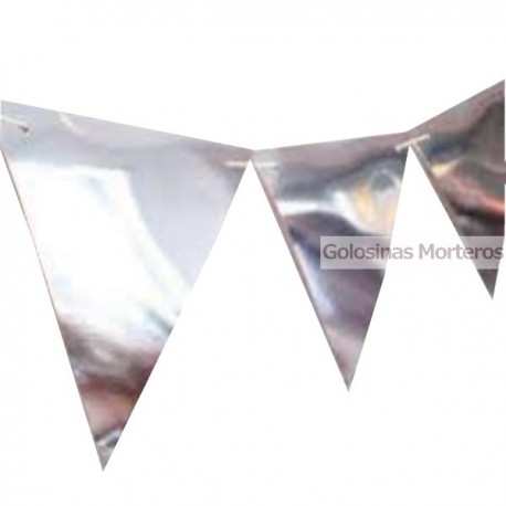 Banderin Triangular Metaliz plateado