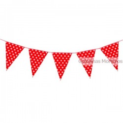 Banderin Triangular rojo con lunares blancos