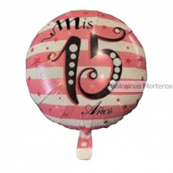 Globo Metaliz "15 Años" rayas circular 45cm