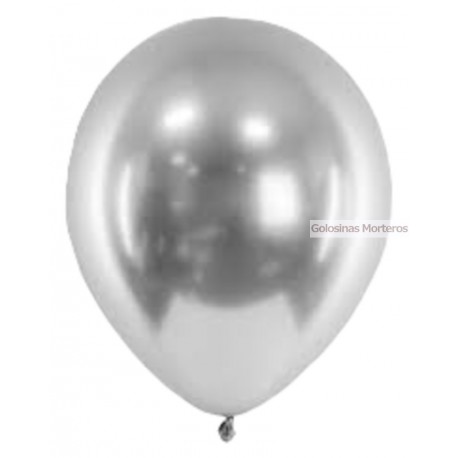 Globos cromados 12 pulg plateado x10u