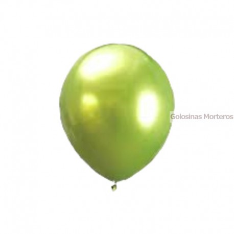 Globos cromados 12 pulg verde mzana x10u