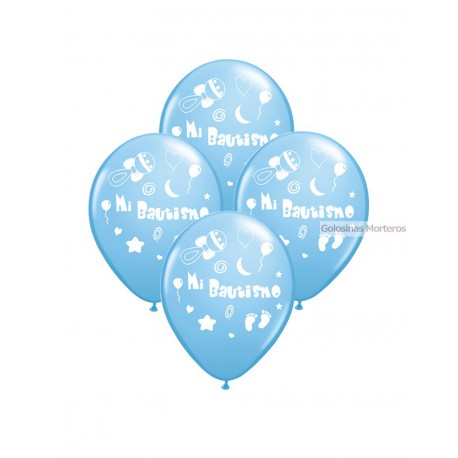 Globos impreso "Mi Bautismo" nene x10u