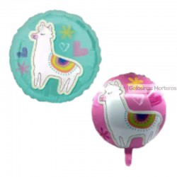 Globo Metaliz Llama circular rosa 45cm