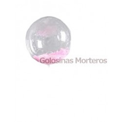 Globo burbuja con plumas rosas