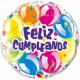 Globo Metaliz "Feliz Cumple" cristal circular 45cm