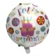 Globo Metaliz "Feliz Cumple" cuadrado velas 23cm