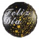 Globo Metaliz "Feliz Día" circular negro 23cm