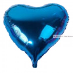 Globo Metaliz Corazón liso azul 45cm